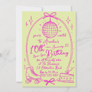 Roller Skating Girl Birthday Party Invite