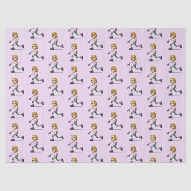 Roller Skating Girl Pink Tissue Paper (Front)