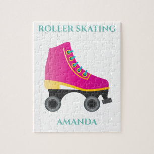 Roller skating girl puzzle with child's name.