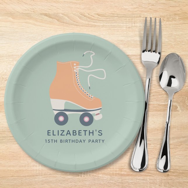 Roller Skating Girls Birthday Party Paper Plate (Creator Uploaded)