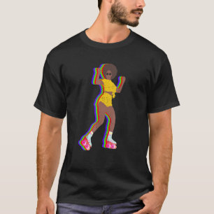 Roller Skating Girls Women Vintage 70s 80s Afro Ma T-Shirt