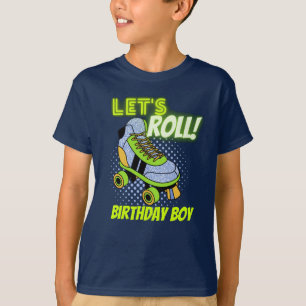 Roller Skating Glow Party Green Blue Skate Name T-Shirt