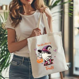 Roller Skating Halloween Cute Ghost Custom Treats Tote Bag