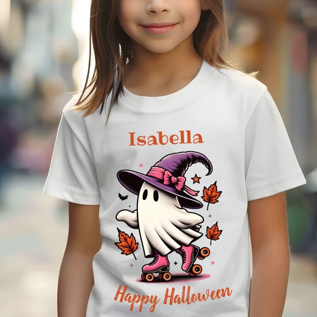 Roller Skating Halloween Cute Ghost Personalised  T-Shirt (Creator Uploaded)