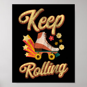 Roller Skating Keep Rolling 1970S Retro Vintage Poster