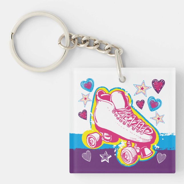 Roller Skating Keychain Roller Rink Skate Party (Front)