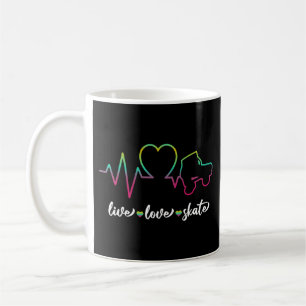 Roller Skating Live Love Skate Heartbeat Heart Tie Coffee Mug