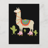 Roller Skating Llama Retro Roller Skater Animal