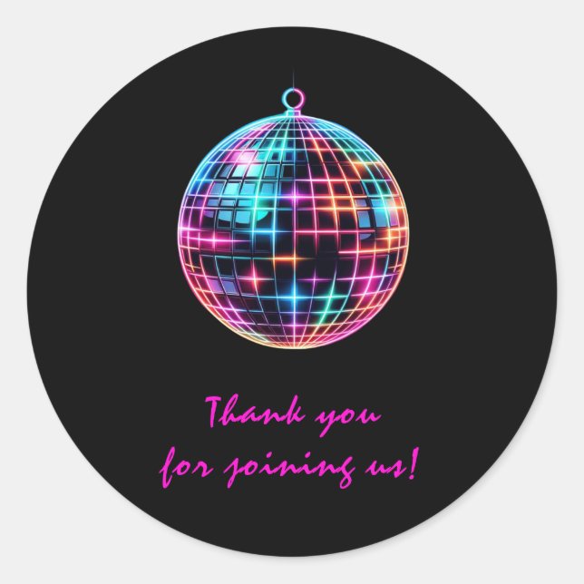 Roller Skating Party Girls Neon Glow Birthday Classic Round Sticker (Front)