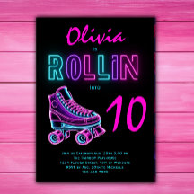 Roller Skating Party Girls Neon Glow Birthday