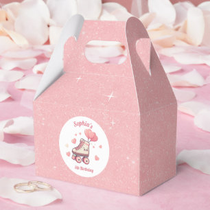 Roller Skating Pink Glitters Girl's Birthday Favour Box