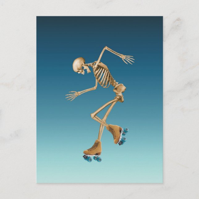 Roller Skating Skeleton Blues Postcard (Front)