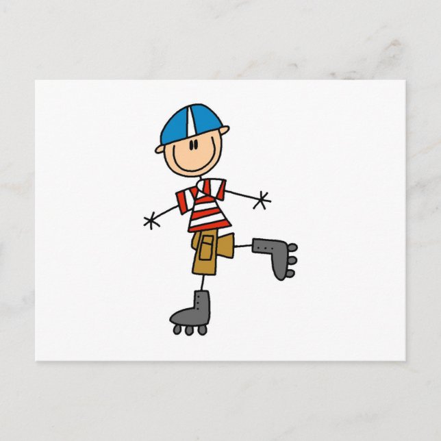 Roller Skating Stick Figure Postcard (Front)