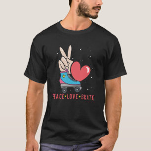 Roller Skating Teen Girls Peace Love Roller Skate T-Shirt