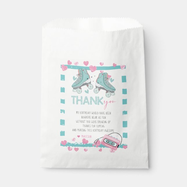 Roller Skating Thank you Pastel Party Favour Bags (Front)