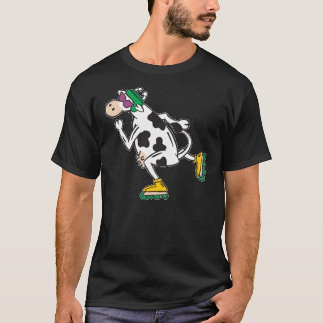 Rollerblading Cow T-Shirt (Front)