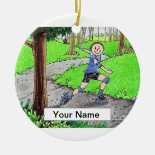 Rollerblading - Male Ceramic Tree Decoration