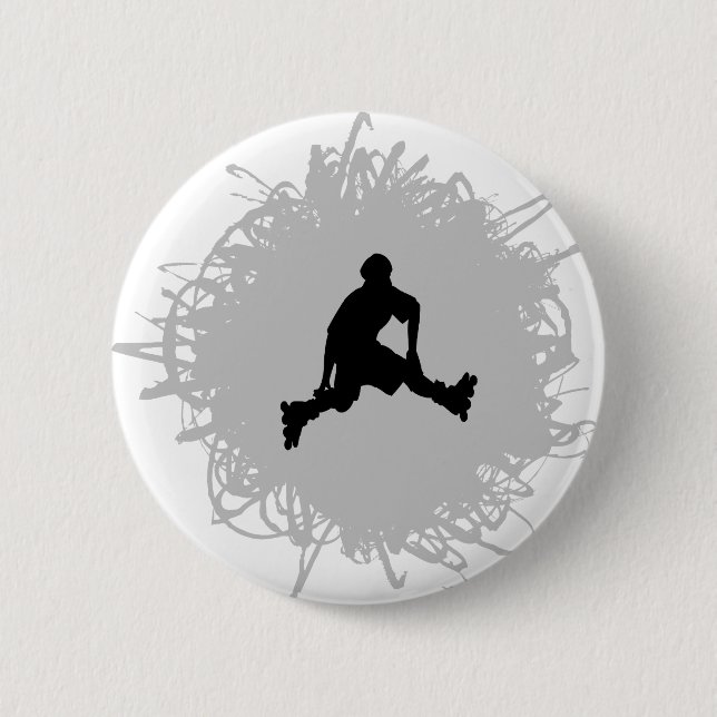 Rollerblading Scribble Style 6 Cm Round Badge (Front)
