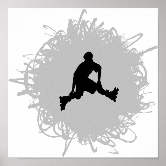 Rollerblading Scribble Style Poster (Front)