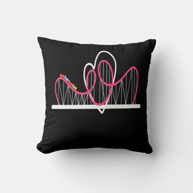 Rollercoaster Heart Amusement Park Cushion (Front)
