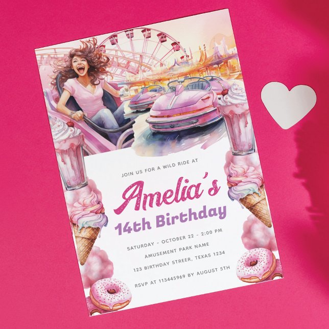 Rollercoaster Party Watercolor Custom Invitation (Creator Uploaded)