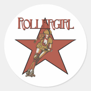 rollergirl jammer classic round sticker