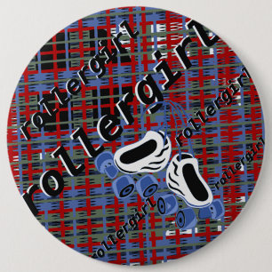 rollergirl plaid attack 6 cm round badge