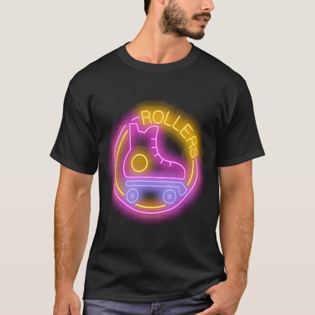 Rollers Quad Skate Lights Quad Skating Fanatic T-Shirt (Front)