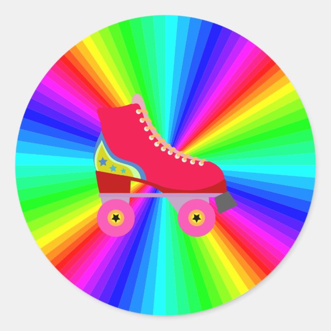 Rollerskate On Colour Spectrum Radial Classic Round Sticker (Front)