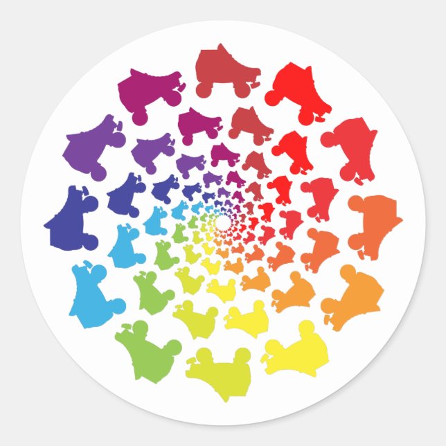 rollerskate rainbow circle classic round sticker (Front)