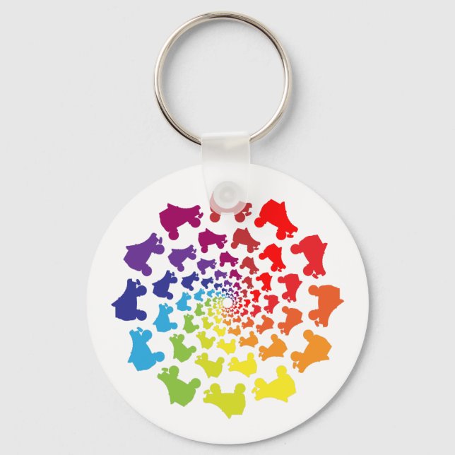 rollerskate rainbow circle key ring (Front)