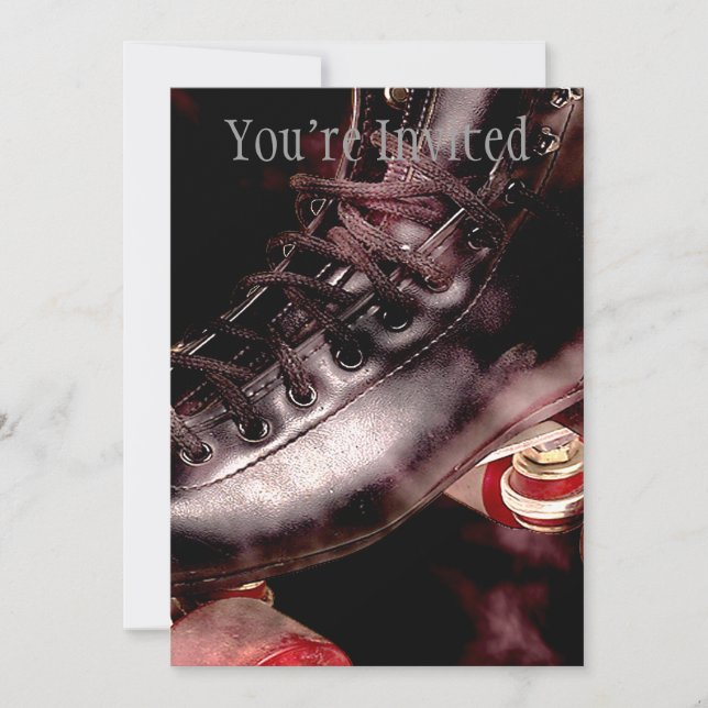 Rollerskate Roller Derby Grunge Style Invitation (Front)