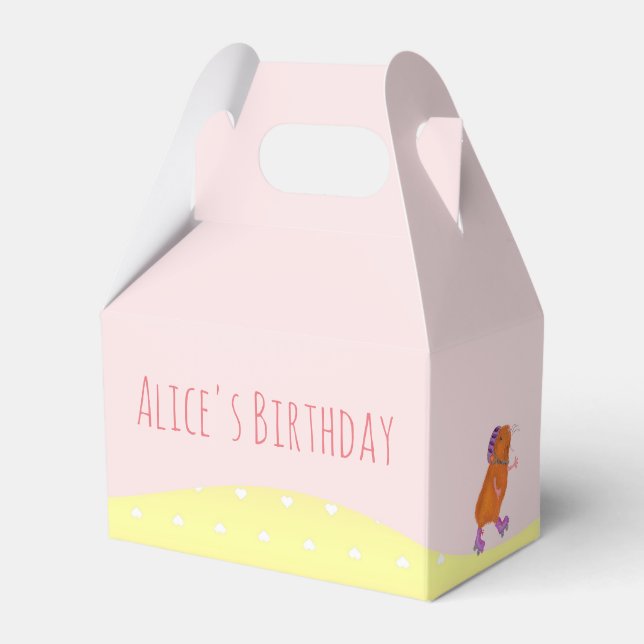 Rollerskating cat & guinea pig party favour box (Front Side)