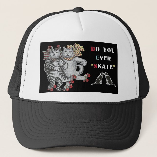 Rollerskating Cats Trucker Hat (Front)
