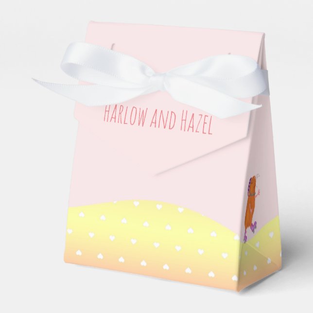 Rollerskating dog & guinea pig party favour bag box (Front Side)