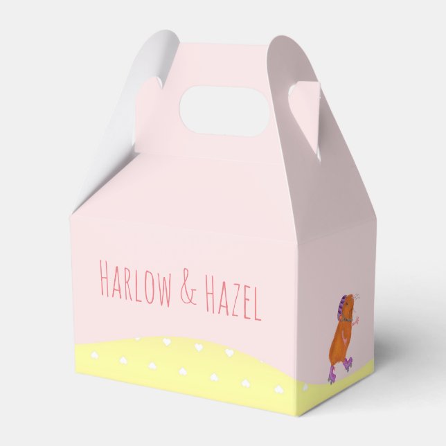 Rollerskating dog & guinea pig party favour box (Front Side)
