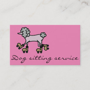 Rollerskating grey poodle dog business card