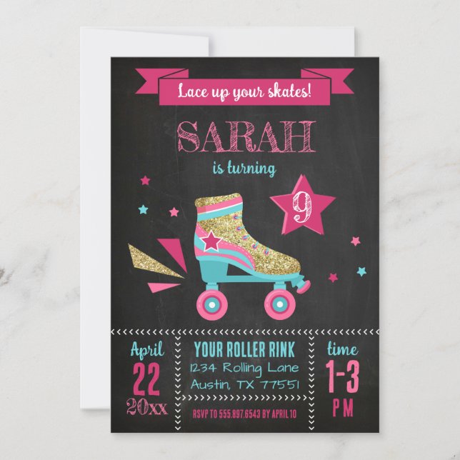Rollerskating Party Roller Skates Birthday Invitation (Front)
