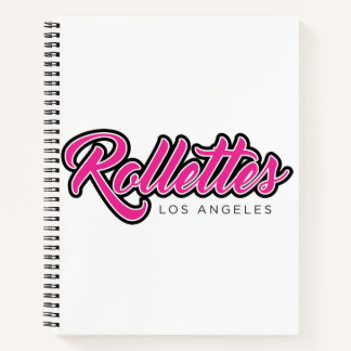 Rollettes notebook pink logo
