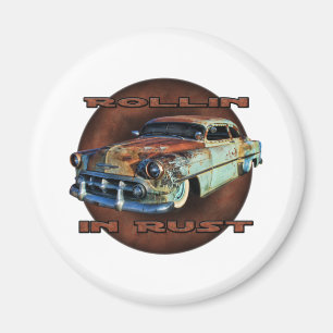 Rollin in rust Tail Dragger Chopped Chevy Magnet