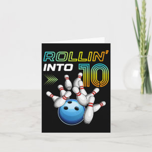 Rollin Into 10 Retro Bowling Birthday Party 10th B Card