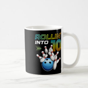 Rollin Into 10 Retro Bowling Birthday Party 10th B Coffee Mug