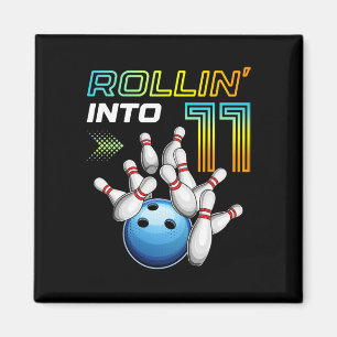Rollin Into 11 Retro Bowling Birthday Party 11th B Magnet