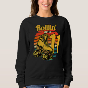 Rollin' Into 11 Retro Roller 11th Birthday Party S Sweatshirt