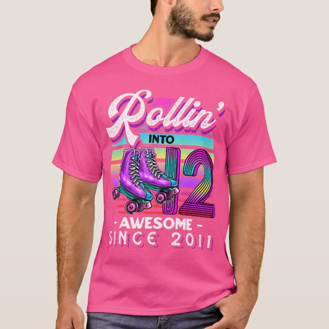 Rollin Into 12 Awesome 2011 Roller Skating 12Th Bi T-Shirt (Front)