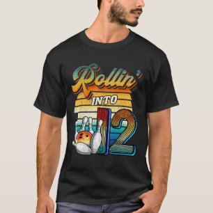 Rollin Into 12 Bowling Birthday Party 12th Birthda T-Shirt