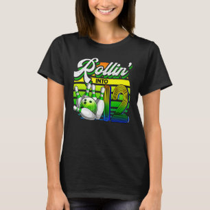 Rollin' into 12 Retro Bowling Ball 12th Birthday P T-Shirt