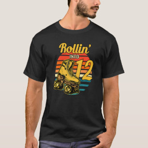 Rollin' Into 12 Retro Roller 12th Birthday Party S T-Shirt