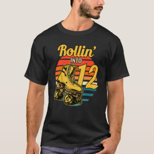 Rollin' Into 12 Retro Roller 12th Birthday Party S T-Shirt