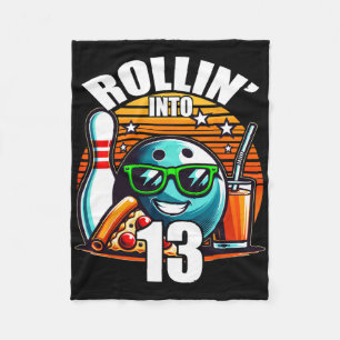 Rollin Into 13 Bowling Birthday Party 13th Birthda Fleece Blanket